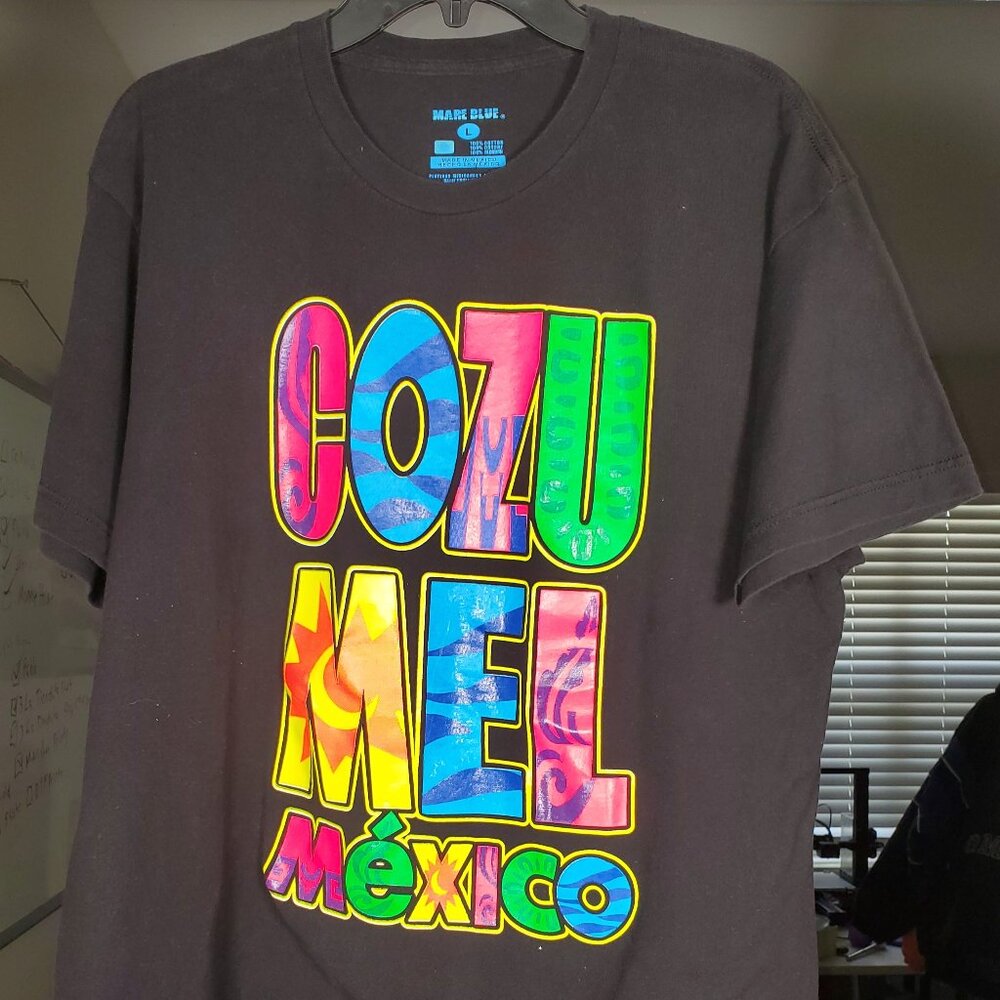 MENS MARE BLUE COZUMEL MEXICO BLACK T-SHIRT LARGE